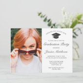 モダンミニマルな白の卒業写真 招待状 (スタンド正面)