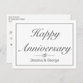 モダンミニマルな白の記念日グリーティング 案内ポストカード (正面/裏面)