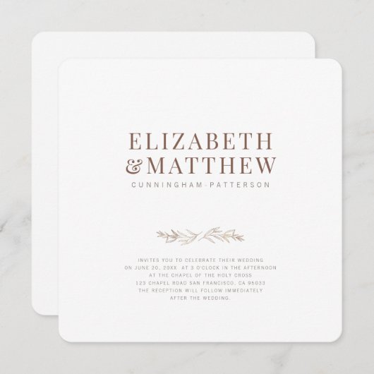 +モダンミニマルな結婚葉 招待状 (正面/裏面)