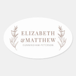 +モダンミニマルな結婚葉 楕円形シール