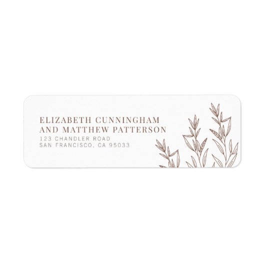 +モダンミニマルな葉結婚の差出人住所 ラベル (正面)