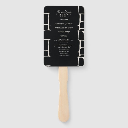 モダンミニマルはっきりしたグラフィック結婚白黒 ハンドファン (裏面)