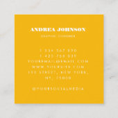 モダンミニマルはっきりしたタイポグラフィレトロカラーシンプル スクエア名刺 (裏面)