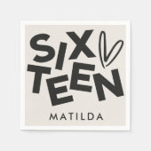 モダンミニマルはっきりしたタイポグラフィ16歳 スタンダードカクテルナプキン (正面)