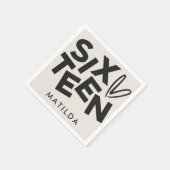 モダンミニマルはっきりしたタイポグラフィ16歳 スタンダードカクテルナプキン (角)