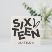 モダンミニマルはっきりしたタイポグラフィ16歳 招待状 (スタンド正面)