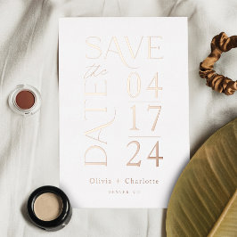 モダンミニマルはっきりした日付の入力を保存 箔招待状