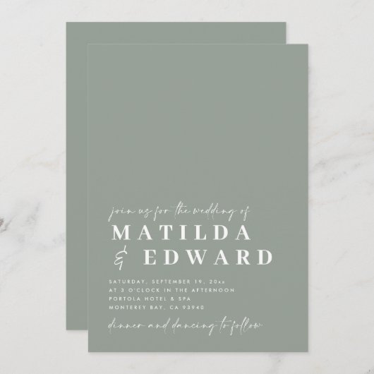 モダンミニマルはっきりした結婚タイポグラフィ (正面/裏面)