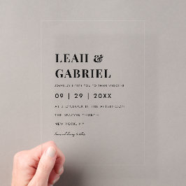 モダンミニマルはっきりしたPhoto Monogram結婚's アクリル招待状