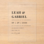 モダンミニマルはっきりしたPhoto Monogram結婚's アクリル招待状 (正面)