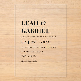 モダンミニマルはっきりしたPhoto Monogram結婚's アクリル招待状