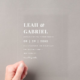 モダンミニマルはっきりしたPhoto Monogram結婚's アクリル招待状