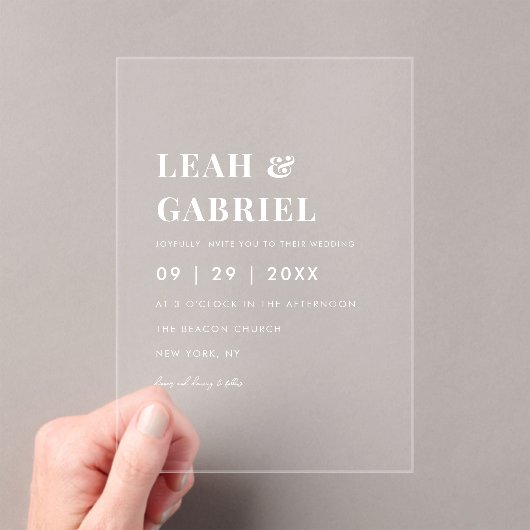 モダンミニマルはっきりしたPhoto Monogram結婚's アクリル招待状 (インサイチュ (ポータブル))