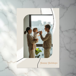 モダンミニマルアーチホリデー写真コラージュ シーズンカード