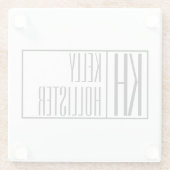 モダンミニマルイニシャルと名前ロゴ ガラスコースター (裏面)