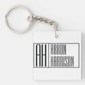 モダンミニマルイニシャルと名前ロゴ キーホルダー (正面)