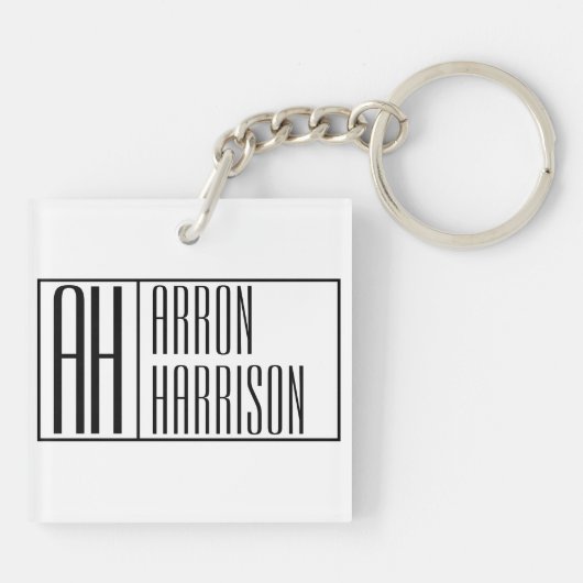 モダンミニマルイニシャルと名前ロゴ キーホルダー (裏面)