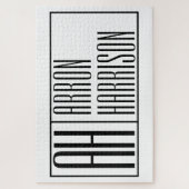 モダンミニマルイニシャルと名前ロゴ ジグソーパズル (縦)