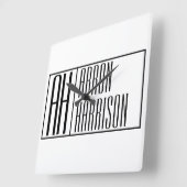 モダンミニマルイニシャルと名前ロゴ スクエア壁時計 (傾斜)