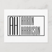 モダンミニマルイニシャルと名前ロゴ ポストカード (正面)