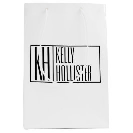 モダンミニマルイニシャルと名前ロゴ ミディアムペーパーバッグ