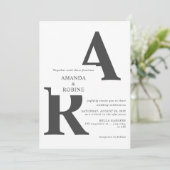 モダンミニマルイニシャル結婚式招待状 招待状 (スタンド正面)