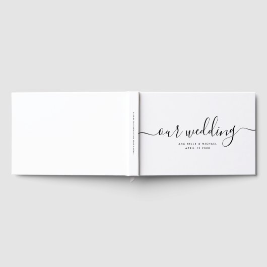 モダンミニマルエレガントシック手書き結婚ズ ゲストブック (全面)