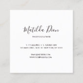 モダンミニマルエレガントシンプル写真&写真 スクエア名刺 (裏面)