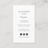 モダンミニマルエレガントシンプル写真&写真 名刺 (裏面)