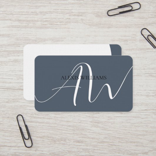 モダンミニマルエレガントスクリプトプロフェッショナル 名刺 (正面/裏面インサイチュ)