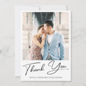 モダンミニマルエレガントスクリプ結婚ト写真 サンキューカード (正面)