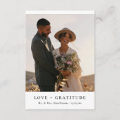 モダンミニマルエレガントスクリプ結婚ト写真 サンキューカード (正面)