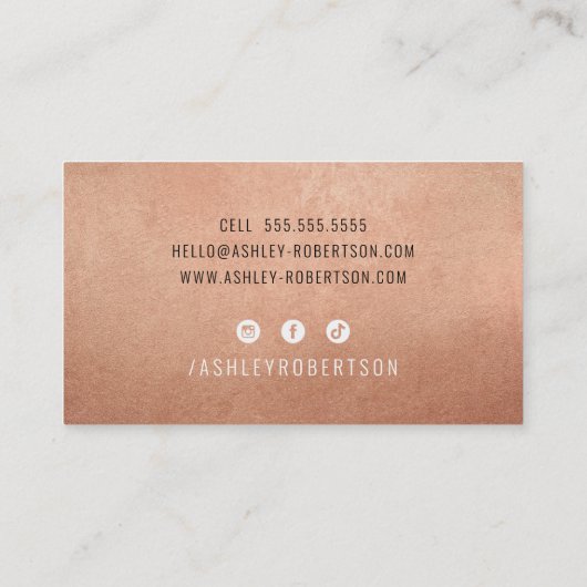 モダンミニマルエレガントスタイリッシュシンプルバラ金ゴールド 名刺 (裏面)