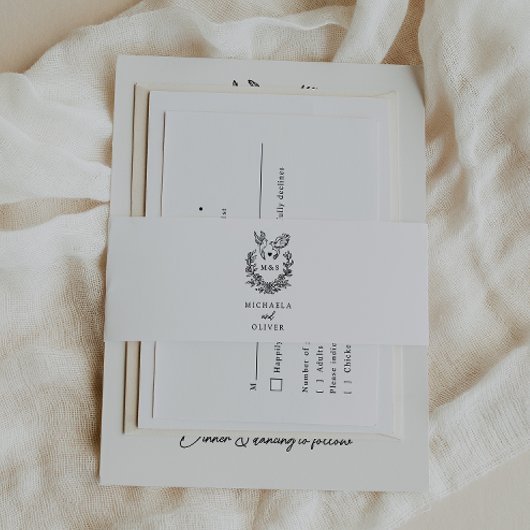 モダンミニマルエレガントダブ結婚スクリプト 招待状ベリーバンド