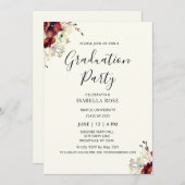 モダンミニマルエレガントフローラ卒業党 招待状 (正面/裏面)