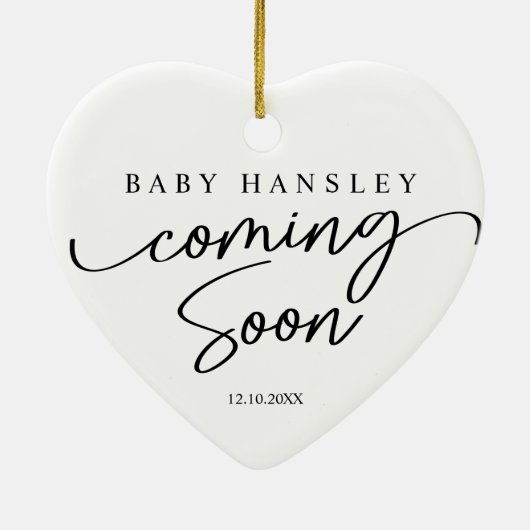 モダンミニマルエレガントベビー告知 セラミックオーナメント (裏面)