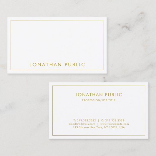 モダンミニマルエレガントリストテンプレート金ゴールド名文字 名刺 (正面/裏面)