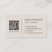 モダンミニマルエレガントリストBeige QRコード 名刺 (裏面)