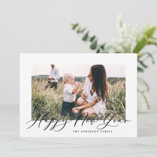 モダンミニマルエレガント写真の新年表 シーズンカード (スタンド正面)