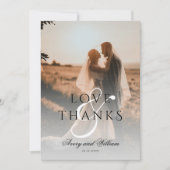 モダンミニマルエレガント写真結婚の サンキューカード (正面)