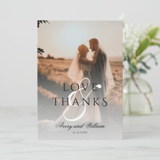 モダンミニマルエレガント写真結婚の サンキューカード (スタンド正面)