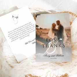 モダンミニマルエレガント写真結婚の サンキューカード