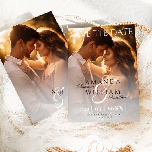 モダンミニマルエレガント写真結婚の セーブザデート