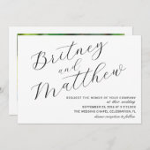 モダンミニマルエレガント写真結婚スクリプト 招待状 (正面/裏面)