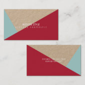 モダンミニマルエレガント幾何クラフト赤 名刺 (正面/裏面)