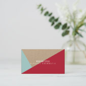 モダンミニマルエレガント幾何クラフト赤 名刺 (スタンド正面)