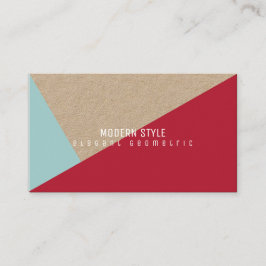 モダンミニマルエレガント幾何クラフト赤 名刺