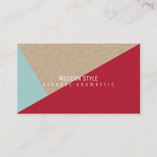 モダンミニマルエレガント幾何クラフト赤 名刺 (正面)