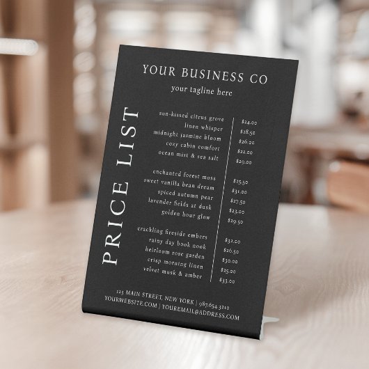 モダンミニマルエレガント白黒価格表 台座サイン