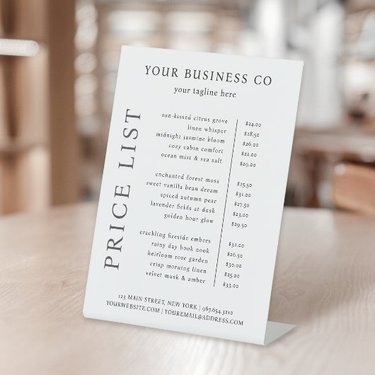 モダンミニマルエレガント白黒価格表 台座サイン